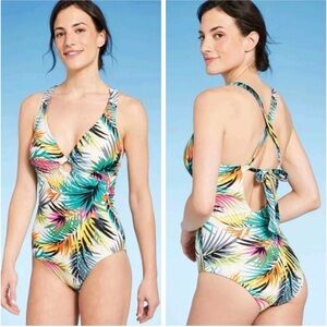 Shade & Shore Multicolor Tropical Swimsuit XS